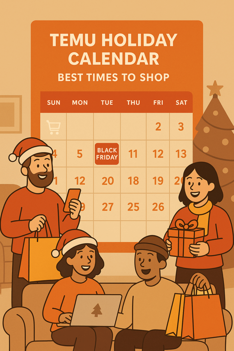 Temu shopping calendar showing best U.S. holiday sale dates