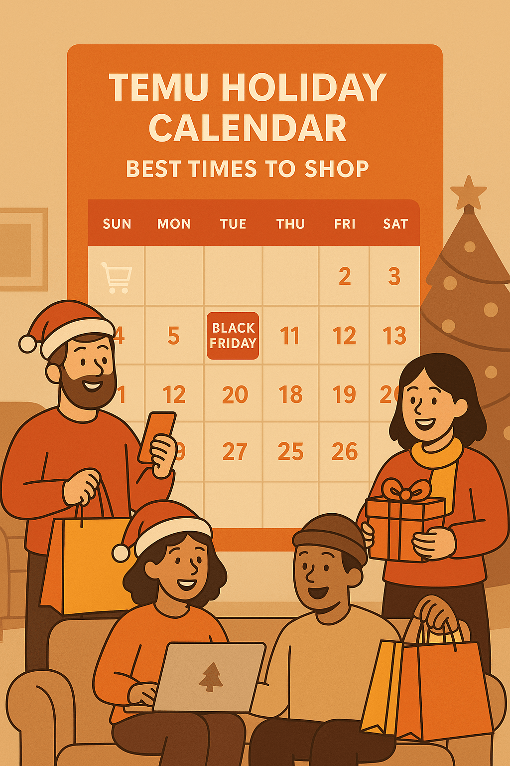 Temu shopping calendar showing best U.S. holiday sale dates