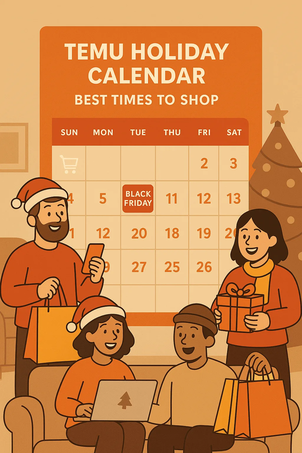Temu shopping calendar showing best U.S. holiday sale dates