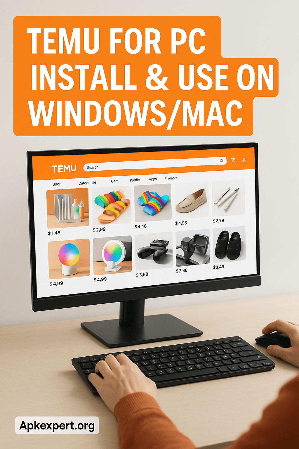 emu shopping app running on PC via Android emulator