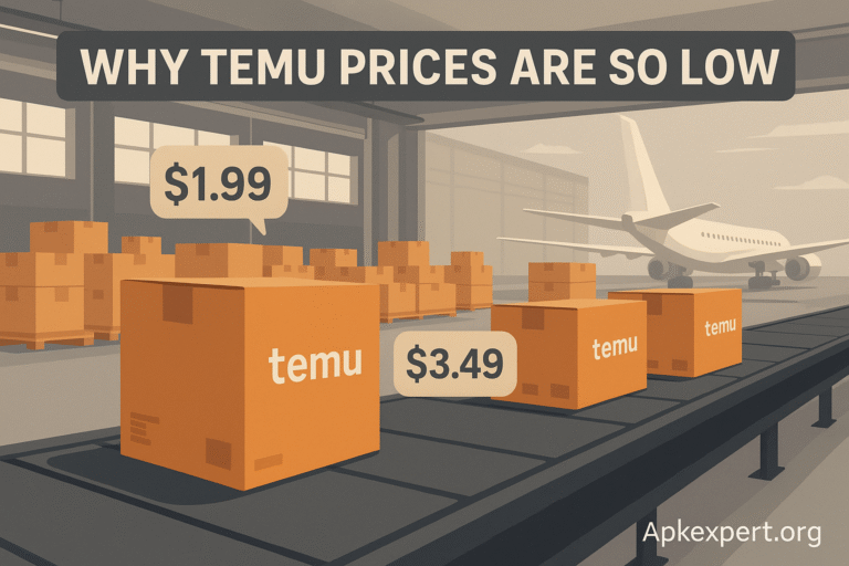 Factory and shipping line with low-priced Temu packages