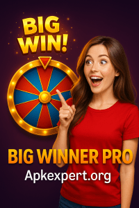 Big Winner Pro APK Android app with casino features list on smartphone screen